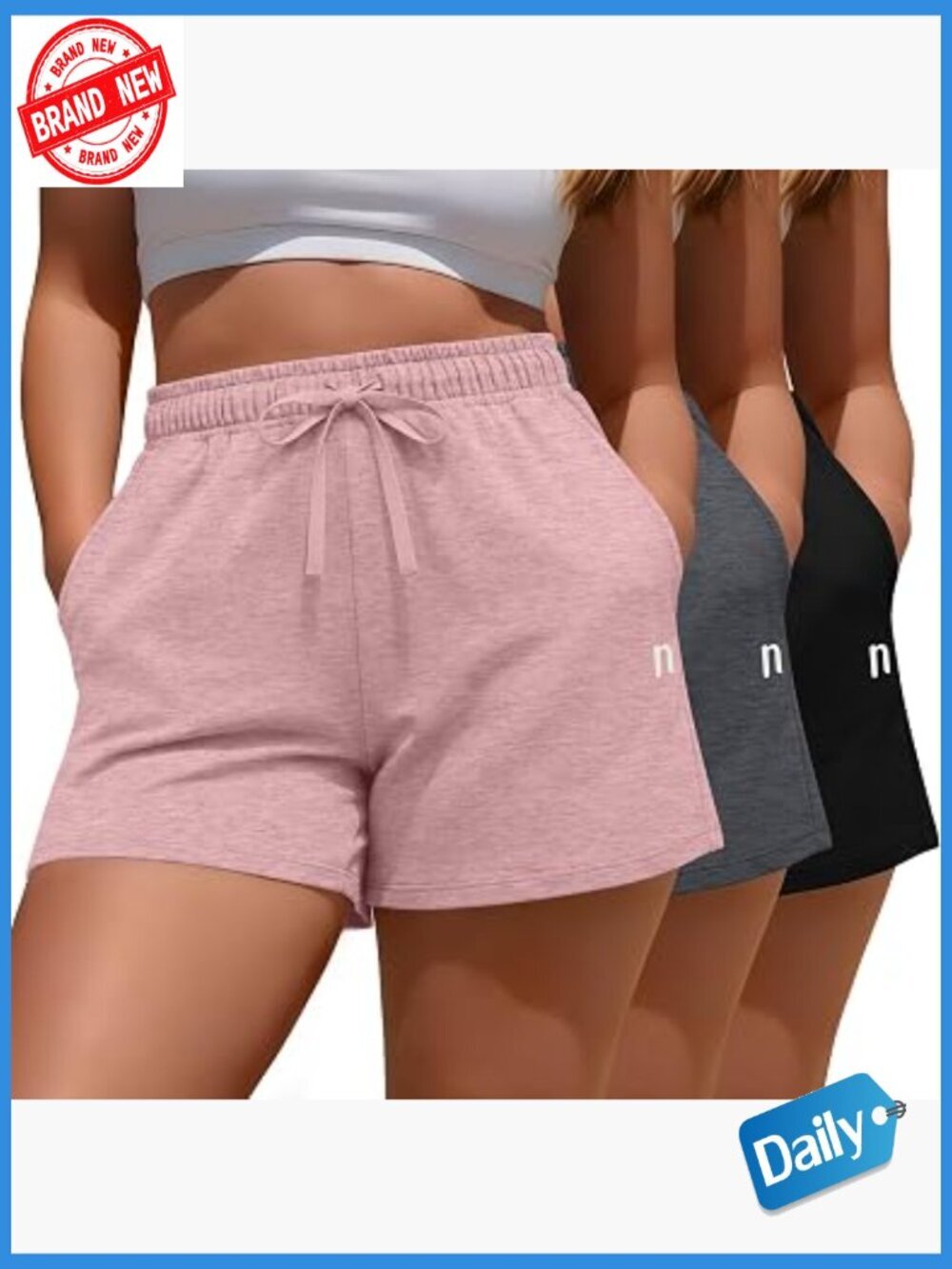 3 Pack Cotton Plus Size Athletic Shorts with Pockets Lightweight Lounge
